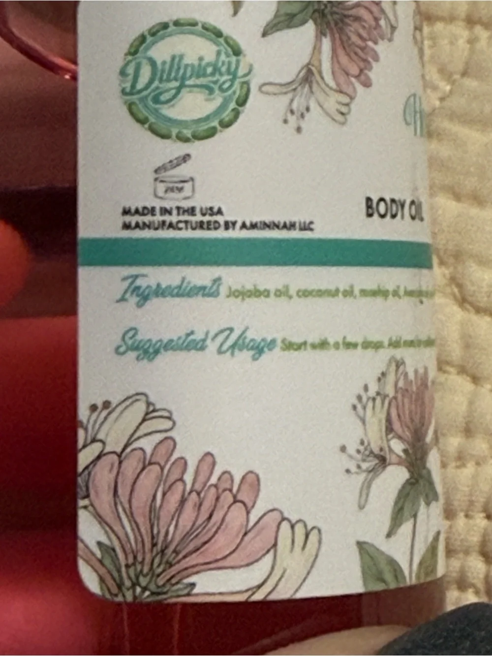 Aminnah/Dillpicky Collab “Honeysuckle” Body Oil - Lightweight Moisturizing